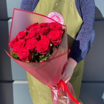 Красные розы 60 см 15 шт. (Россия) код товара: 305550