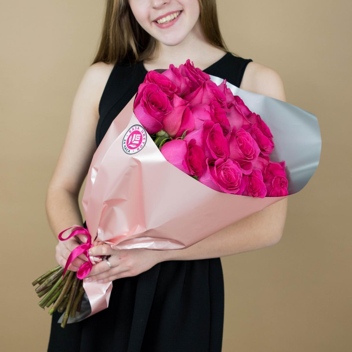 Букет из розовых роз 21 шт. (40 см) код товара  80550