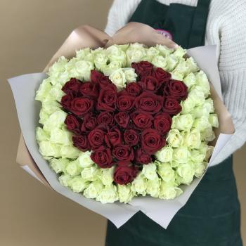 Букет 101 роза (Кения) в виде Сердца код товара  105300